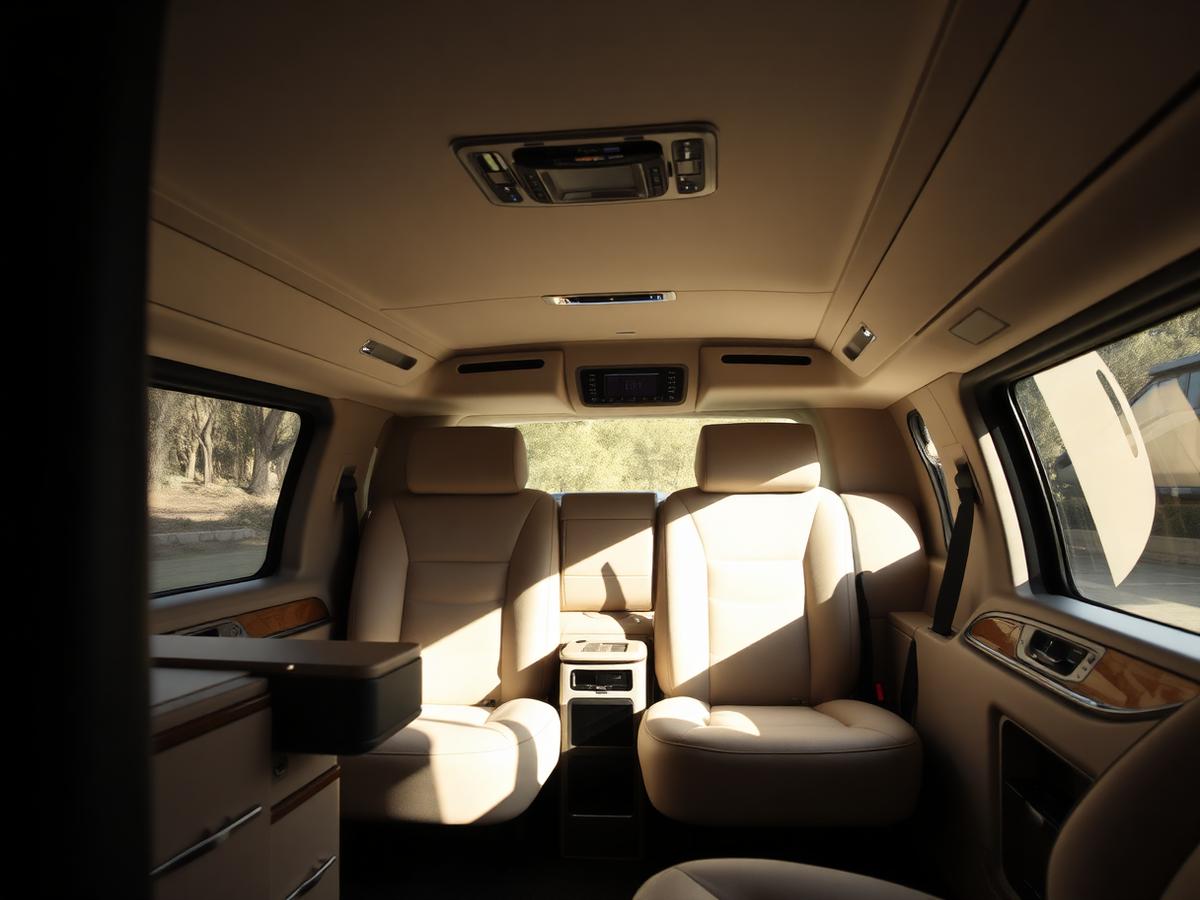 Interior of a private transport vehicle in soft natural light